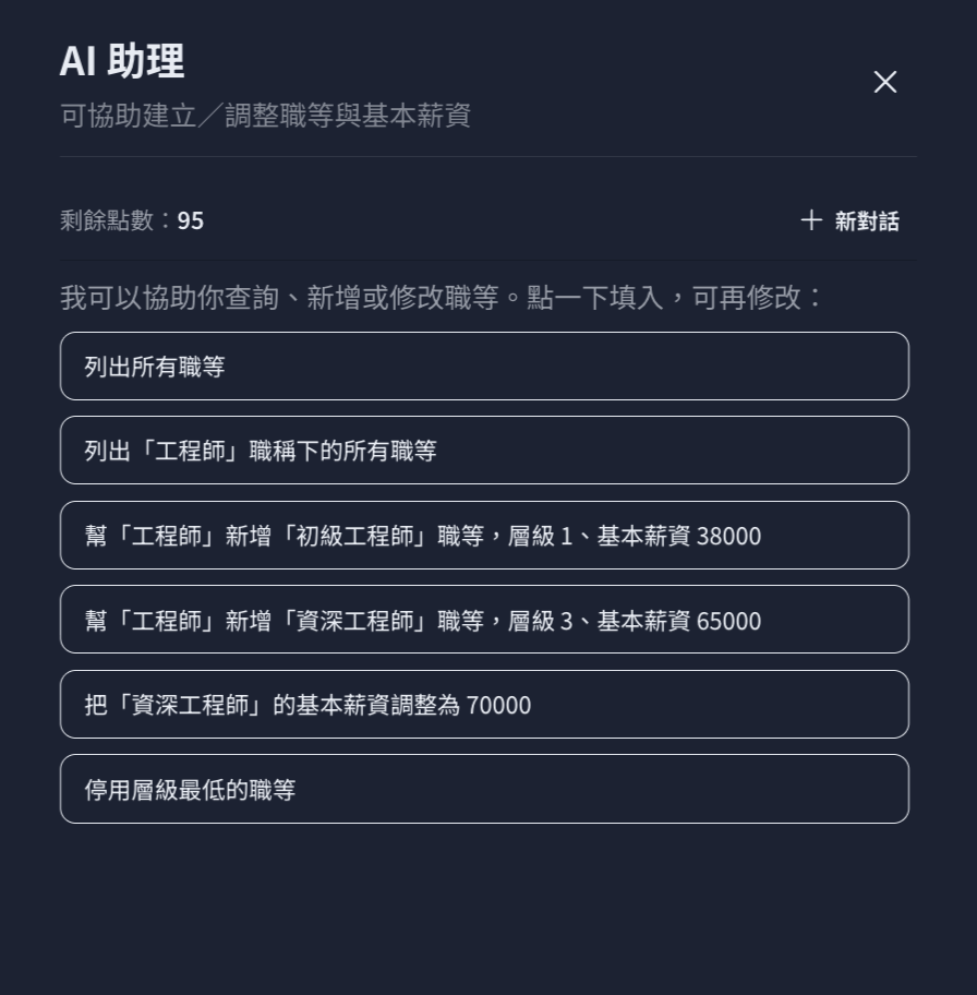 頡亨 AI 人資管理系統的 AI 助理操作畫面